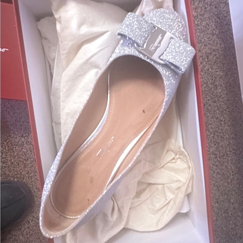 Salvatore Ferragamo Silver Glitter Platform Shoes